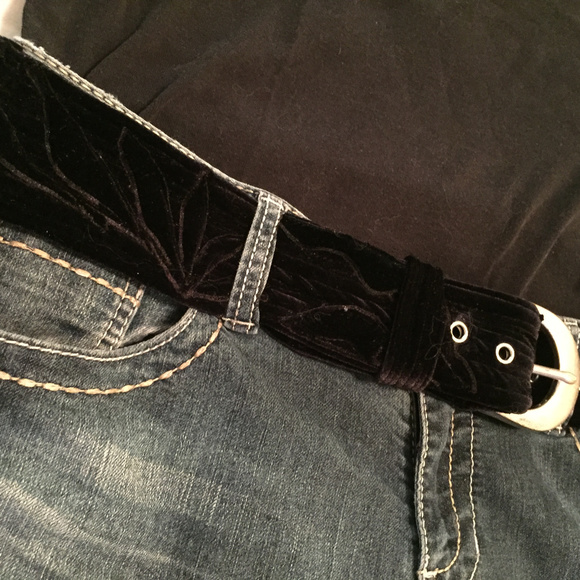 NEW Black Velvet Belt, Silver buckle main image 5
